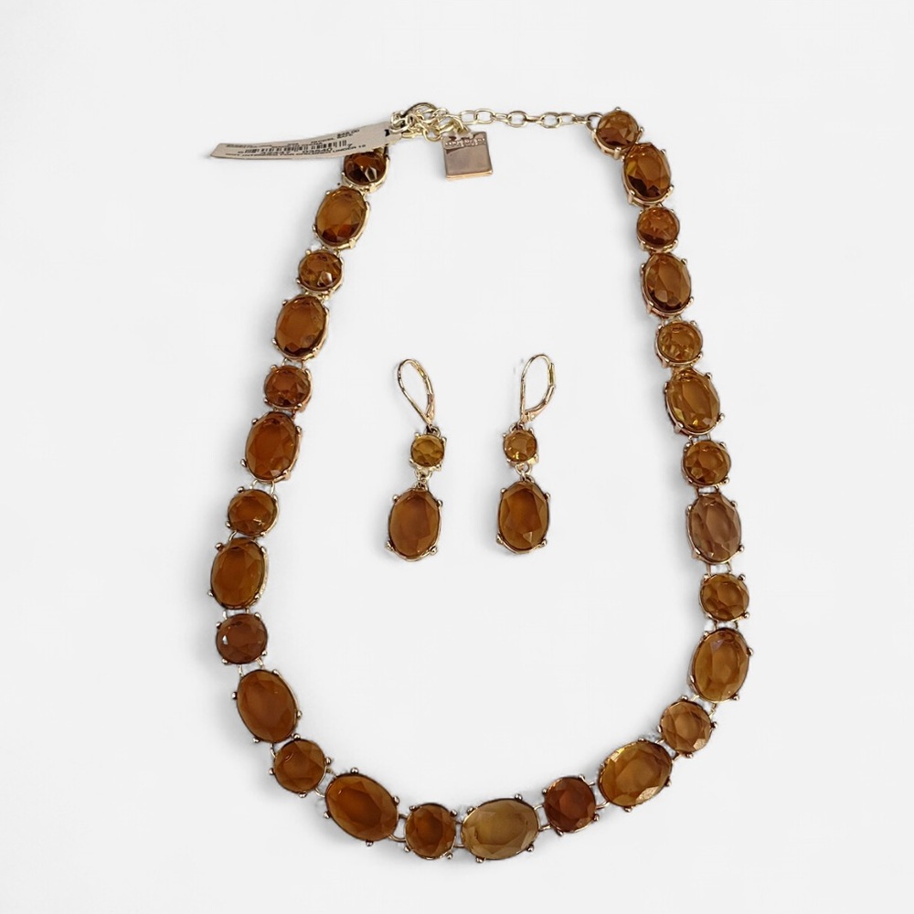 NWT brown gem eclectic necklace and earring set